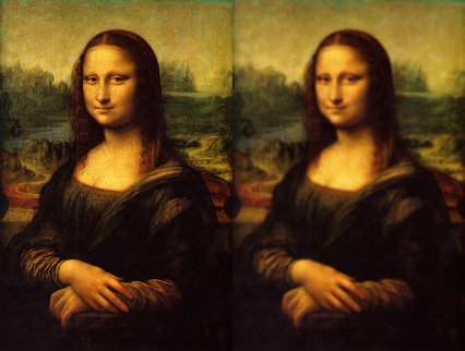 Mona Lisa with and without blur